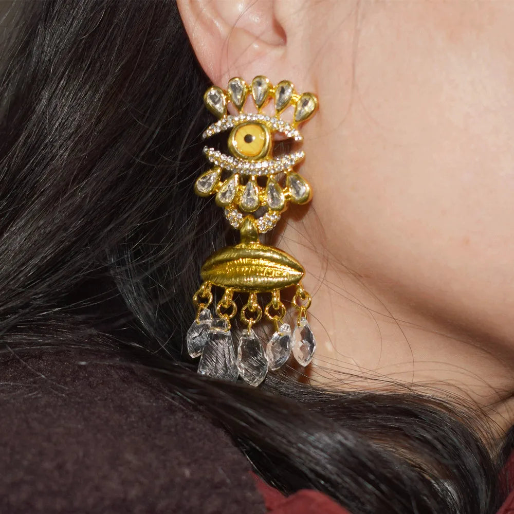 Baroque Style Surrealist Eyes Dangle Earrings
